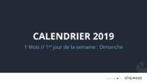 Calendrier 2019 PowerPoint - 1 Mois - 1er jour Semaine Dimanche (Section)