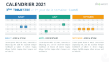 Calendrier 2021 pour PowerPoint - 3eme Trimestre 2021