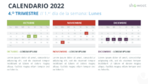 Calendario 2022 para PowerPoint - 3 Meses (Trimestre)