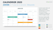 Janvier - Calendrier 2020 pour PowerPoint - 1er jour de la semaine Dimanche