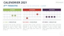 Calendrier 2021 pour PowerPoint - 4eme Trimestre 2021