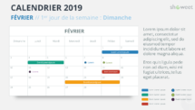 Calendrier 2019 PowerPoint - FEVRIER - 1er jour Semaine Dimanche
