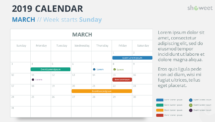 Calendar 2019 PowerPoint Template - MARCH - Week Starts Sunday