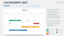 Calendario 2021 PowerPoint - Enero (empieza con Domingo)