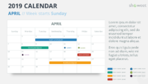 Calendar 2019 PowerPoint Template - APRIL - Week Starts Sunday