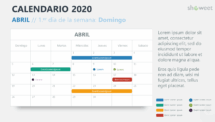 April 2020 Calendario para PowerPoint - Semana comenzando el domingo