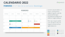 Calendario Febrero 2022 para PowerPoint
