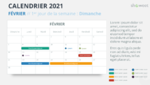 Calendrier 2021 pour PowerPoint - Fevrier 2021 (commence le Dimanche)