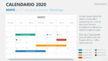 Mayo 2020 Calendario para PowerPoint - Semana comenzando el domingo