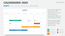 Mayo 2020 Calendario para PowerPoint - Semana comenzando el domingo