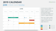 Calendar 2019 PowerPoint Template - JUNE - Week Starts Sunday