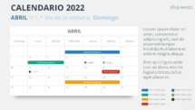 Calendario Abril 2022 para PowerPoint