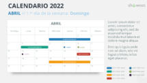 Calendario Abril 2022 para PowerPoint
