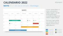 Calendario Mayo 2022 para PowerPoint