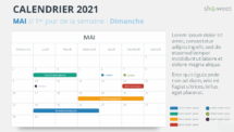 Calendrier 2021 pour PowerPoint - Mai 2021 (commence le Dimanche)
