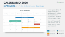 Septiembre 2020 Calendario para PowerPoint - Semana comenzando el domingo