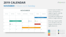 Calendar 2019 PowerPoint Template - NOVEMBER - Week Starts Sunday