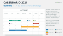Calendario 2021 PowerPoint - Octubre (empieza con Domingo)