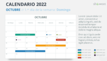 Calendario Octubre 2022 para PowerPoint