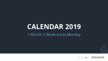 Calendar 2019 PowerPoint Template - 1 Month week starts Monday - Section Slide