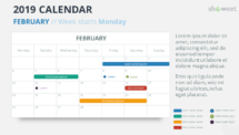 Calendar 2019 PowerPoint Template - FEBRUARY - Week Starts Monday
