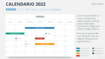 Calendario Enero 2022 para PowerPoint