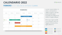 Calendario Febrero 2022 para PowerPoint