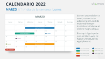 Calendario Marzo 2022 para PowerPoint