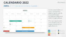 Calendario Abril 2022 para PowerPoint