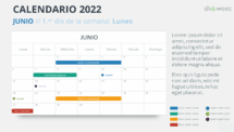 Calendario Junio 2022 para PowerPoint