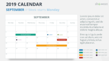 Calendar 2019 PowerPoint Template - SEPTEMBER - Week Starts Monday