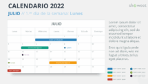 Calendario Julio 2022 para PowerPoint