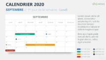 Septembre 2020 Calendrier pour PowerPoint