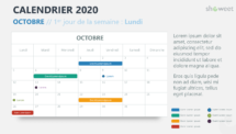Octobre 2020 Calendrier pour PowerPoint