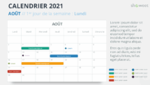 Calendrier 2021 pour PowerPoint - Aout 2021