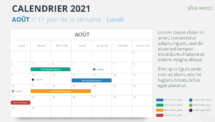 Calendrier 2021 pour PowerPoint - Aout 2021