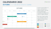 Calendario Octubre 2022 para PowerPoint
