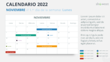 Calendario Noviembre 2022 para PowerPoint