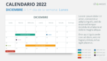 Calendario Diciembre 2022 para PowerPoint