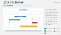 Calendar 2021 for PowerPoint - November 2021