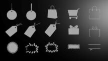 Slide with shopping and sales icons for Black Friday promotions in PowerPoint.