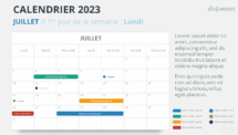 Calendrier PowerPoint - Juillet 2023