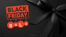 Black Friday sale tag slide in PowerPoint template for retail promotions.