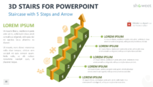 Staircase with 5 Steps and Arrow for PowerPoint - Green