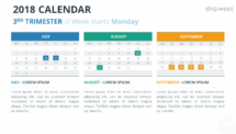 Free Calendar 2018 PowerPoint Template - 3rd (Third) - Week Starts Monday