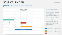 2023 Calendar for PowerPoint and Google Slides - January 2023