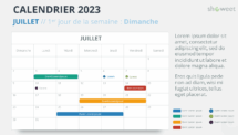 Calendrier PowerPoint - Juillet 2023