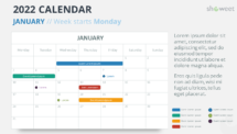 Calendar January 2022 for PowerPoint