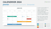 Mise en page du calendrier mensuel 2024 pour Janvier, début dimanche