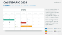 Diseño del calendario mensual 2024 para Enero, comienza en lunes